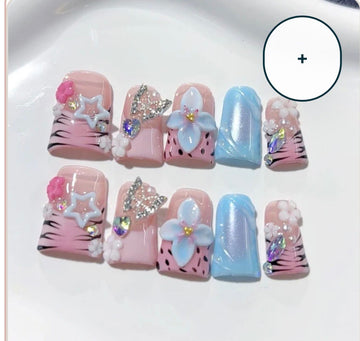 Y2K Star Butterfly handmade press-on nails by Amor Zahki